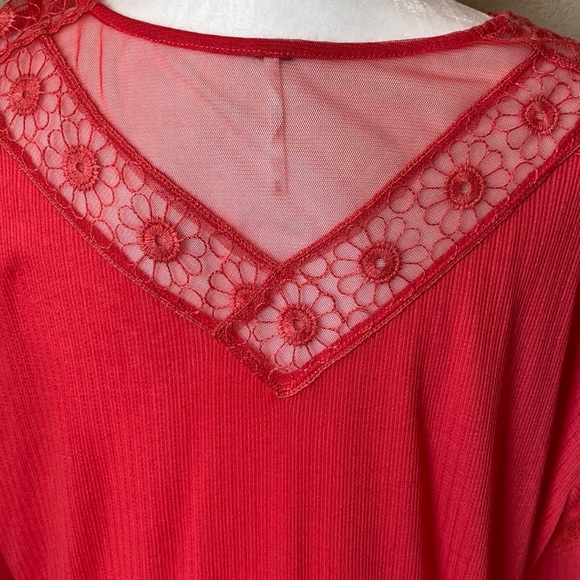 NWT Free People rose crimson ‘Lola’ lace trim top, Medium - Picture 6 of 11